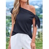 image:imageBTFBM 2026 Off The Shoulder Tops for Women Summer Shirts Short Sleeve Satin Blouses Silk Going Out Top Beach VacationNavy Blue