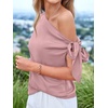 image:imageBTFBM 2026 Off The Shoulder Tops for Women Summer Shirts Short Sleeve Satin Blouses Silk Going Out Top Beach VacationPink