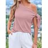 image:imageBTFBM 2026 Off The Shoulder Tops for Women Summer Shirts Short Sleeve Satin Blouses Silk Going Out Top Beach VacationPink