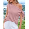 image:imageBTFBM 2026 Off The Shoulder Tops for Women Summer Shirts Short Sleeve Satin Blouses Silk Going Out Top Beach VacationPink
