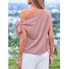 image:imageBTFBM 2026 Off The Shoulder Tops for Women Summer Shirts Short Sleeve Satin Blouses Silk Going Out Top Beach VacationPink