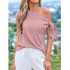 image:imageBTFBM 2026 Off The Shoulder Tops for Women Summer Shirts Short Sleeve Satin Blouses Silk Going Out Top Beach VacationPink