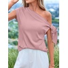 image:imageBTFBM 2026 Off The Shoulder Tops for Women Summer Shirts Short Sleeve Satin Blouses Silk Going Out Top Beach VacationPink