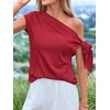 image:imageBTFBM 2026 Off The Shoulder Tops for Women Summer Shirts Short Sleeve Satin Blouses Silk Going Out Top Beach VacationRed