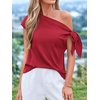 image:imageBTFBM 2026 Off The Shoulder Tops for Women Summer Shirts Short Sleeve Satin Blouses Silk Going Out Top Beach VacationRed
