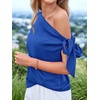 image:imageBTFBM 2026 Off The Shoulder Tops for Women Summer Shirts Short Sleeve Satin Blouses Silk Going Out Top Beach VacationRoyal Blue