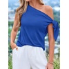 image:imageBTFBM 2026 Off The Shoulder Tops for Women Summer Shirts Short Sleeve Satin Blouses Silk Going Out Top Beach VacationRoyal Blue