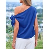 image:imageBTFBM 2026 Off The Shoulder Tops for Women Summer Shirts Short Sleeve Satin Blouses Silk Going Out Top Beach VacationRoyal Blue