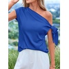 image:imageBTFBM 2026 Off The Shoulder Tops for Women Summer Shirts Short Sleeve Satin Blouses Silk Going Out Top Beach VacationRoyal Blue