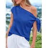 image:imageBTFBM 2026 Off The Shoulder Tops for Women Summer Shirts Short Sleeve Satin Blouses Silk Going Out Top Beach VacationRoyal Blue