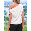 image:imageBTFBM 2026 Off The Shoulder Tops for Women Summer Shirts Short Sleeve Satin Blouses Silk Going Out Top Beach VacationWhite