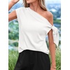 image:imageBTFBM 2026 Off The Shoulder Tops for Women Summer Shirts Short Sleeve Satin Blouses Silk Going Out Top Beach VacationWhite