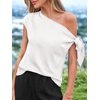 image:imageBTFBM 2026 Off The Shoulder Tops for Women Summer Shirts Short Sleeve Satin Blouses Silk Going Out Top Beach VacationWhite