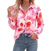 image:imageBTFBM Long Sleeve Blouses for Women Floral V Neck Button Down Shirts Smocked Cuffs Business Casual Summer Outfits 2026Floral Pink