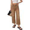 image:imageBTFBM Jeans for Women 2026 Summer High Waisted Button Straight Leg Stretchy Cropped Raw Hem Trendy Denim Pants PocketsCamel