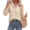 image:imageBTFBM Long Sleeve Blouses for Women Floral V Neck Button Down Shirts Smocked Cuffs Business Casual Summer Outfits 2026Floral Apricot Yellow