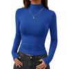 image:imageBTFBM Mock Turtleneck Tops for Women Long Sleeve Shirts Fitted Fall Fashion Clothing Basic Thermal Layering UndershirtsRoyal Blue