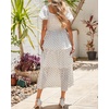 image:imageBTFBM Womens Square Neck Smocked Dress Summer Puff Short Sleeve Floral Casual Ruffle Tiered Maxi Wedding Guest DressesDot White Black