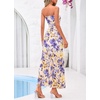 image:imageBTFBM Off The Shoulder Dresses for Women Summer 2026 Strapless Ruffle Slit Formal Wedding Guest Dress Cocktail PartyFloral Apricot Blue