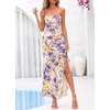 image:imageBTFBM Off The Shoulder Dresses for Women Summer 2026 Strapless Ruffle Slit Formal Wedding Guest Dress Cocktail PartyFloral Apricot Blue