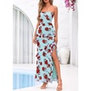 image:imageBTFBM Off The Shoulder Dresses for Women Summer 2026 Strapless Ruffle Slit Formal Wedding Guest Dress Cocktail PartyFloral Blue Rose