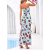 image:imageBTFBM Off The Shoulder Dresses for Women Summer 2026 Strapless Ruffle Slit Formal Wedding Guest Dress Cocktail PartyFloral Blue Rose
