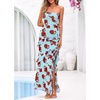 image:imageBTFBM Off The Shoulder Dresses for Women Summer 2026 Strapless Ruffle Slit Formal Wedding Guest Dress Cocktail PartyFloral Blue Rose