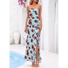 image:imageBTFBM Off The Shoulder Dresses for Women Summer 2026 Strapless Ruffle Slit Formal Wedding Guest Dress Cocktail PartyFloral Blue Rose