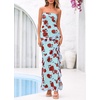 image:imageBTFBM Off The Shoulder Dresses for Women Summer 2026 Strapless Ruffle Slit Formal Wedding Guest Dress Cocktail PartyFloral Blue Rose