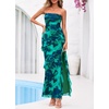 image:imageBTFBM Off The Shoulder Dresses for Women Summer 2026 Strapless Ruffle Slit Formal Wedding Guest Dress Cocktail PartyFloral Lake Blue
