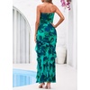 image:imageBTFBM Off The Shoulder Dresses for Women Summer 2026 Strapless Ruffle Slit Formal Wedding Guest Dress Cocktail PartyFloral Lake Blue
