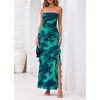 image:imageBTFBM Off The Shoulder Dresses for Women Summer 2026 Strapless Ruffle Slit Formal Wedding Guest Dress Cocktail PartyFloral Lake Blue