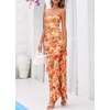 image:imageBTFBM Off The Shoulder Dresses for Women Summer 2026 Strapless Ruffle Slit Formal Wedding Guest Dress Cocktail PartyFloral Orange Red