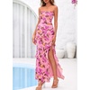 image:imageBTFBM Off The Shoulder Dresses for Women Summer 2026 Strapless Ruffle Slit Formal Wedding Guest Dress Cocktail PartyFloral Pink Purple