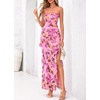 image:imageBTFBM Off The Shoulder Dresses for Women Summer 2026 Strapless Ruffle Slit Formal Wedding Guest Dress Cocktail PartyFloral Pink Purple