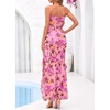 image:imageBTFBM Off The Shoulder Dresses for Women Summer 2026 Strapless Ruffle Slit Formal Wedding Guest Dress Cocktail PartyFloral Pink Purple