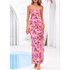 image:imageBTFBM Off The Shoulder Dresses for Women Summer 2026 Strapless Ruffle Slit Formal Wedding Guest Dress Cocktail PartyFloral Pink Purple