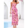 image:imageBTFBM Off The Shoulder Dresses for Women Summer 2026 Strapless Ruffle Slit Formal Wedding Guest Dress Cocktail PartyFloral Pink Purple