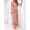 image:imageBTFBM Off The Shoulder Dresses for Women Summer 2026 Strapless Ruffle Slit Formal Wedding Guest Dress Cocktail PartyLeopard Apricot Flower