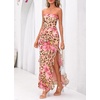 image:imageBTFBM Off The Shoulder Dresses for Women Summer 2026 Strapless Ruffle Slit Formal Wedding Guest Dress Cocktail PartyLeopard Apricot Flower