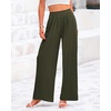 image:imageBTFBM Palazzo Pants for Women 2026 Summer Clothes Pockets High Waist Casual Ribbed Knit Flowy Spring Wide Leg TrousersArmy Green