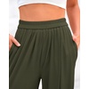 image:imageBTFBM Palazzo Pants for Women 2026 Summer Clothes Pockets High Waist Casual Ribbed Knit Flowy Spring Wide Leg TrousersArmy Green