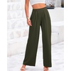 image:imageBTFBM Palazzo Pants for Women 2026 Summer Clothes Pockets High Waist Casual Ribbed Knit Flowy Spring Wide Leg TrousersArmy Green