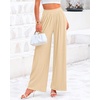image:imageBTFBM Palazzo Pants for Women 2026 Summer Clothes Pockets High Waist Casual Ribbed Knit Flowy Spring Wide Leg TrousersBeige