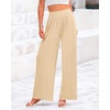 image:imageBTFBM Palazzo Pants for Women 2026 Summer Clothes Pockets High Waist Casual Ribbed Knit Flowy Spring Wide Leg TrousersBeige