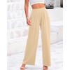 image:imageBTFBM Palazzo Pants for Women 2026 Summer Clothes Pockets High Waist Casual Ribbed Knit Flowy Spring Wide Leg TrousersBeige