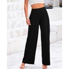 image:imageBTFBM Palazzo Pants for Women 2026 Summer Clothes Pockets High Waist Casual Ribbed Knit Flowy Spring Wide Leg TrousersBlack