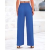 image:imageBTFBM Palazzo Pants for Women 2026 Summer Clothes Pockets High Waist Casual Ribbed Knit Flowy Spring Wide Leg TrousersBlue