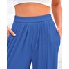 image:imageBTFBM Palazzo Pants for Women 2026 Summer Clothes Pockets High Waist Casual Ribbed Knit Flowy Spring Wide Leg TrousersBlue