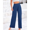 image:imageBTFBM Palazzo Pants for Women 2026 Summer Clothes Pockets High Waist Casual Ribbed Knit Flowy Spring Wide Leg TrousersDark Blue